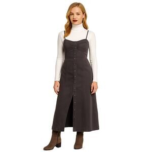 Free People NWT Just Jill Maxi Dress Black Pearl Size M